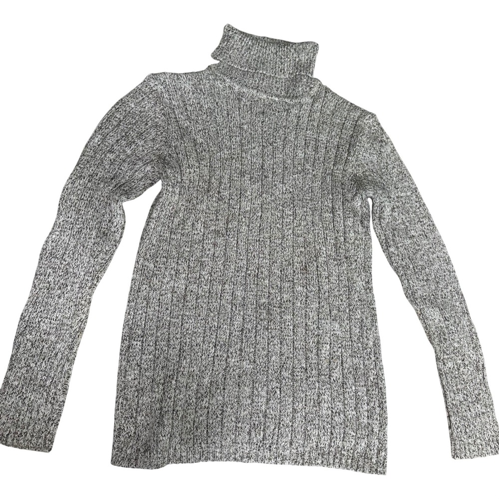 Chicos Neutral Knit ribbed Sweater Cozy Minimalist Long Sleeve Pullover size 0